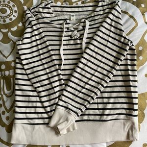 Striped Woman’s Crew Tie Sweater